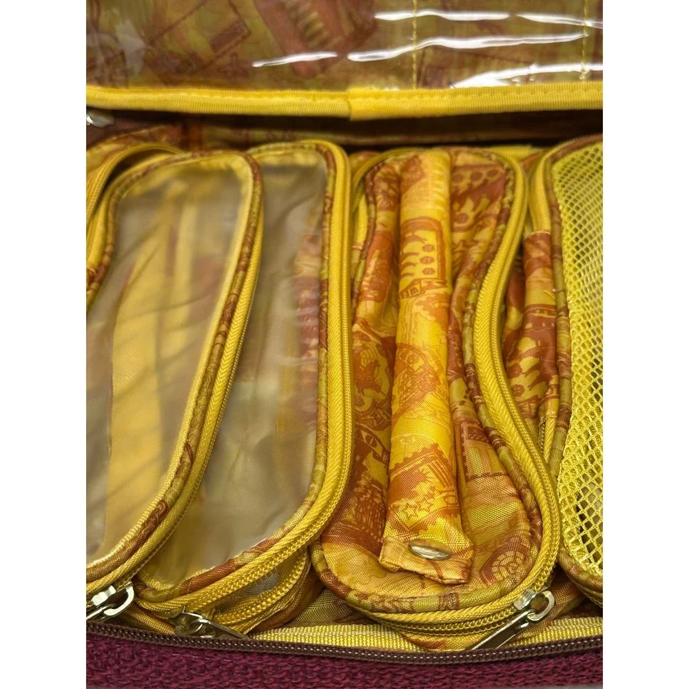 Samantha Brown Travel Organizer Burgundy Jewelry Faux Trim Cosmetics Case Pouch